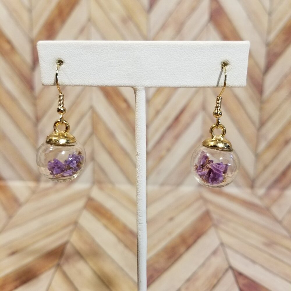 Gold and Purple Bulb Earrings